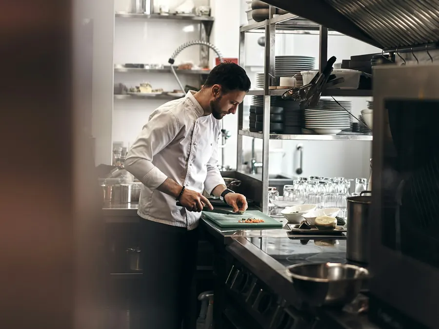 Chef preparing dishes in a professional kitchen