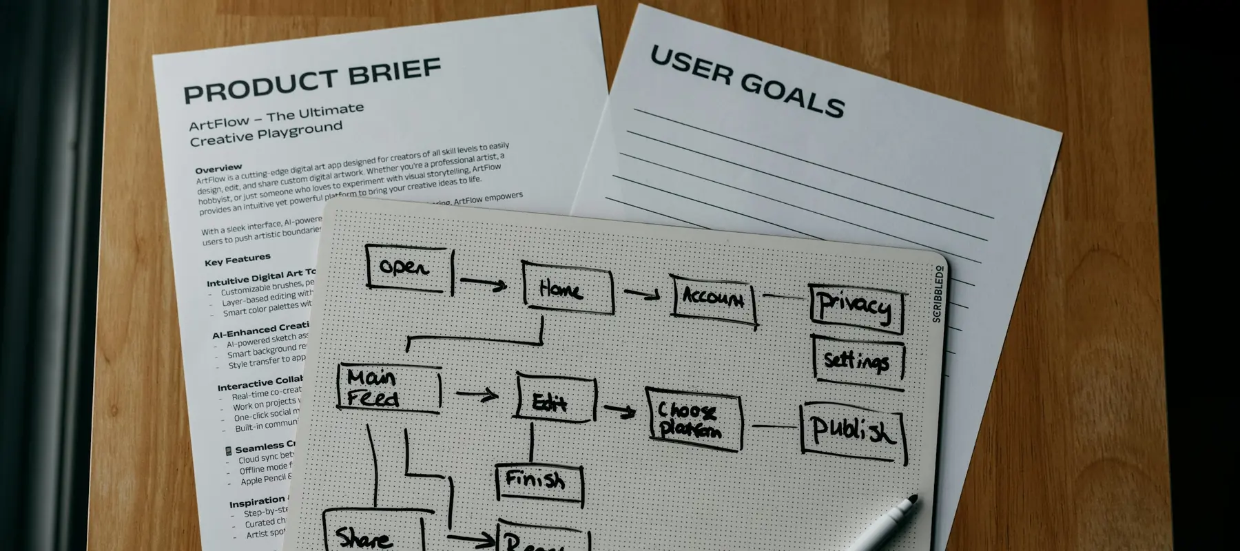 Colleagues mapping a business process on a whiteboard